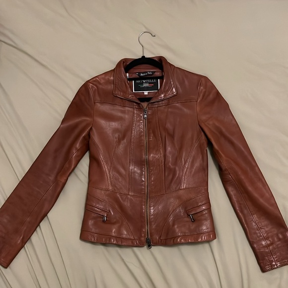 Vera Pelle Brown Italian Leather Jacket - Picture 4 of 13